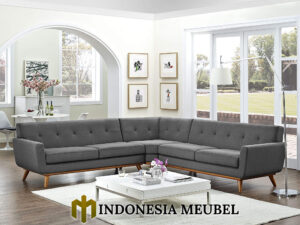 Sofa Sudut Jati Minimalis Full Fabric Grey Color IM-0020