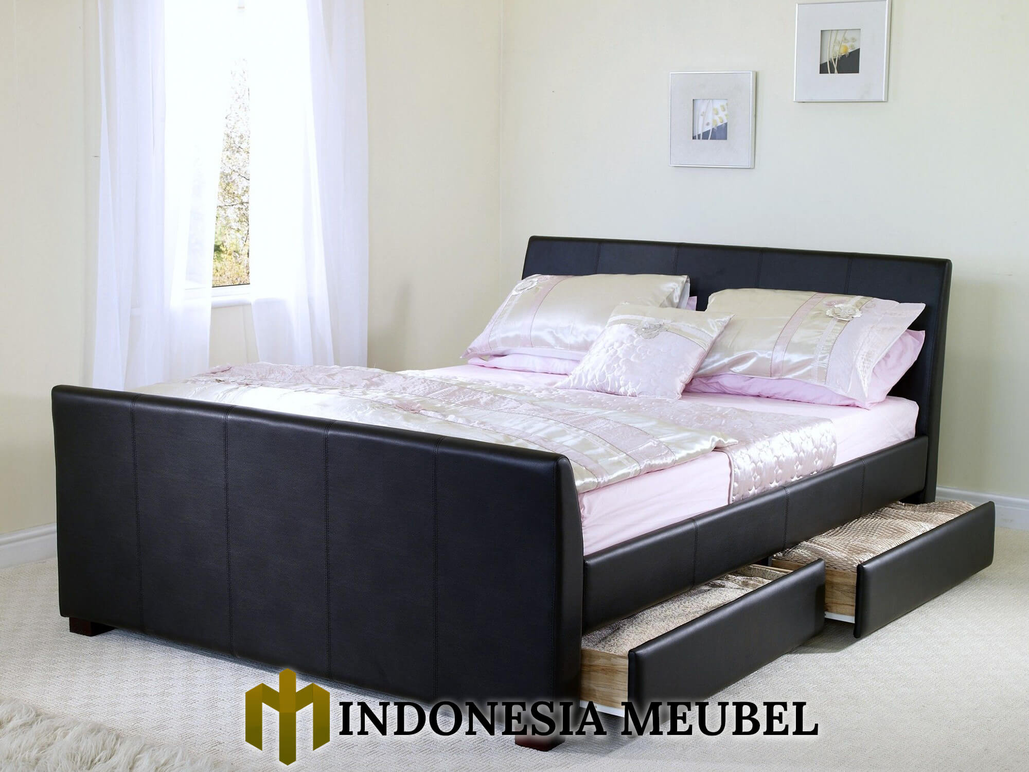 Tempat Tidur Minimalis Model Laci Full Leather Luxury IM-0103
