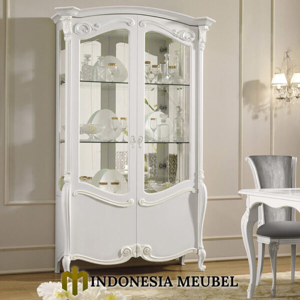 Lemari Kaca Hias Mewah Luxury White Duco Color IM-0385