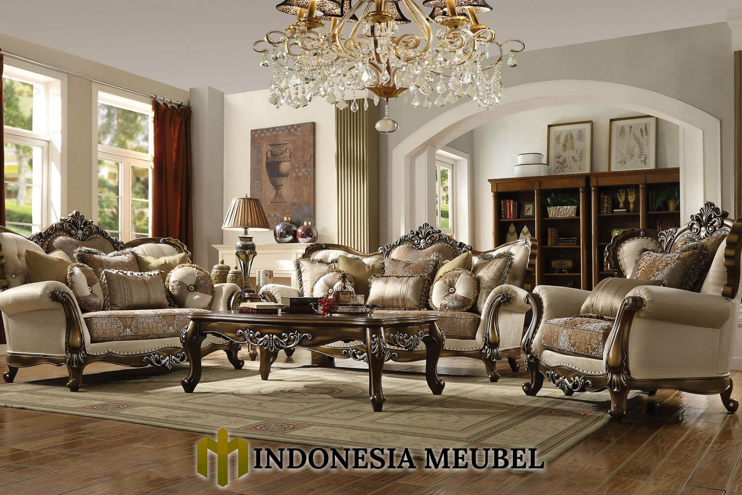 Sofa Tamu Mewah Jati Klasik Luxury Carving Model IM-0290