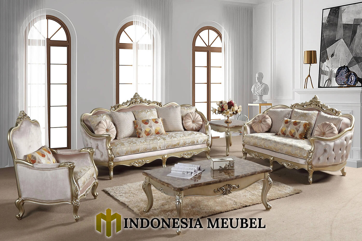 Sofa Tamu Mewah Klasik Abighail Elegant Carving IM-0340