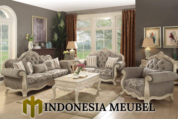 Sofa Tamu Mewah Klasik Ukiran Jepara White Duco Luxury IM-0245