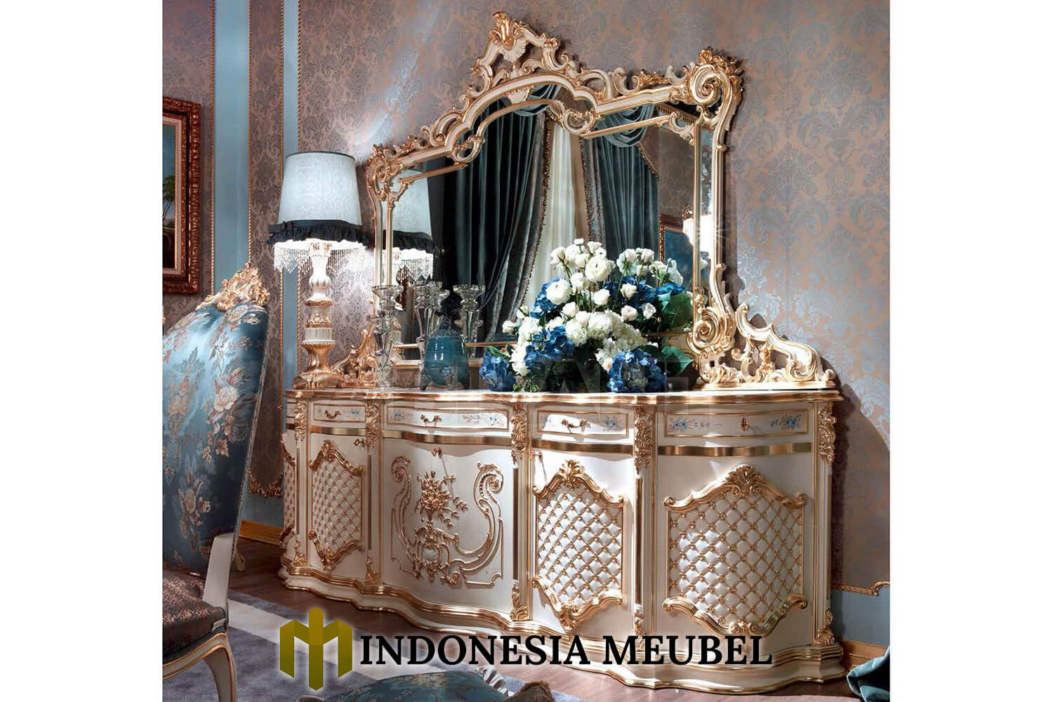 Meja Konsul Mewah Elegant Klasik Carving Design IM-0541