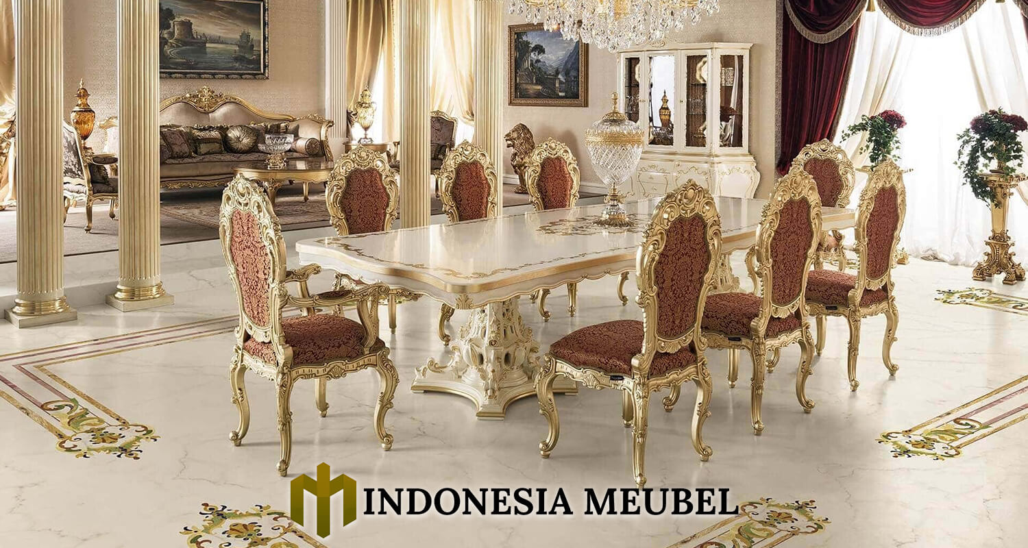 Meja Makan Mewah Klasik Rococo Style Luxury Golden IM-0439