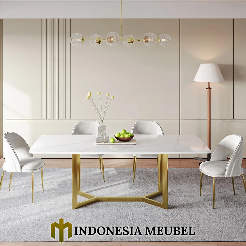 Meja Makan Modern Minimalis Luxury Gold Stainless Steel IM-0571