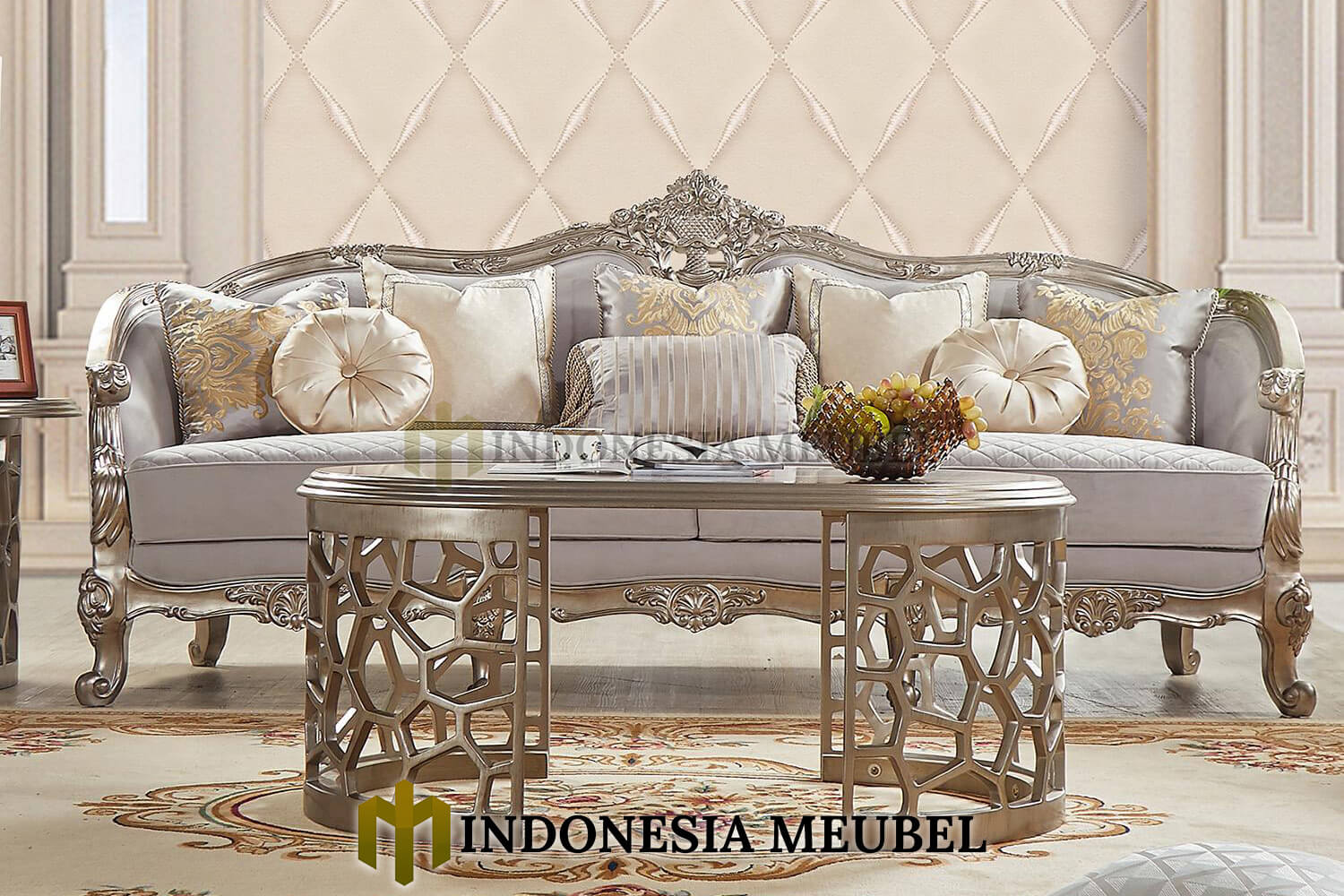 Sofa Tamu Mewah Terbaru Elegant Silver Luxury Carving IM-0688.1