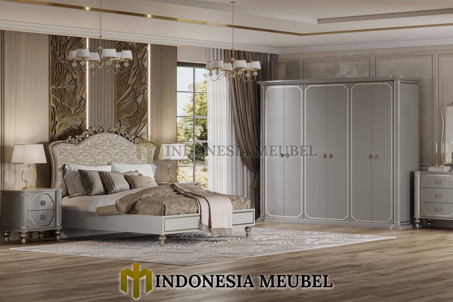 Lemari Baju Mewah Minimalis Elegant Ash Grey Solid Color IM-625 2 Lemari Baju Mewah Minimalis Elegant Ash Grey Solid Color IM-625.1