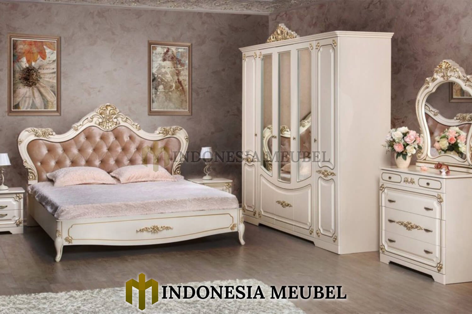 Lemari Baju Mewah Putih Crown Carving Beauty Design IM-626 3 Lemari Baju Mewah Putih Crown Carving Beauty Design IM-626.2