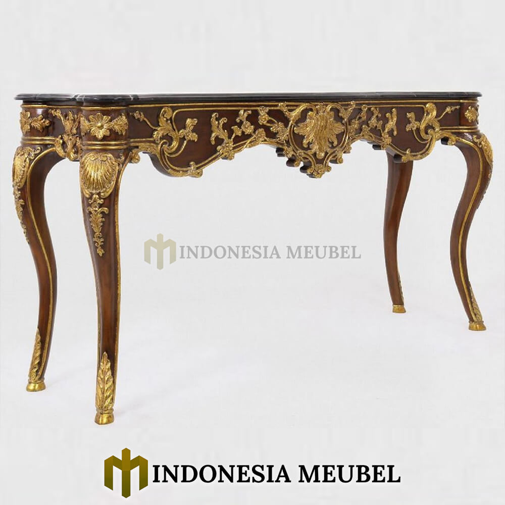 Meja Konsul Mewah Jati Top Nero Marbel New Furniture Indonesia IM-583
