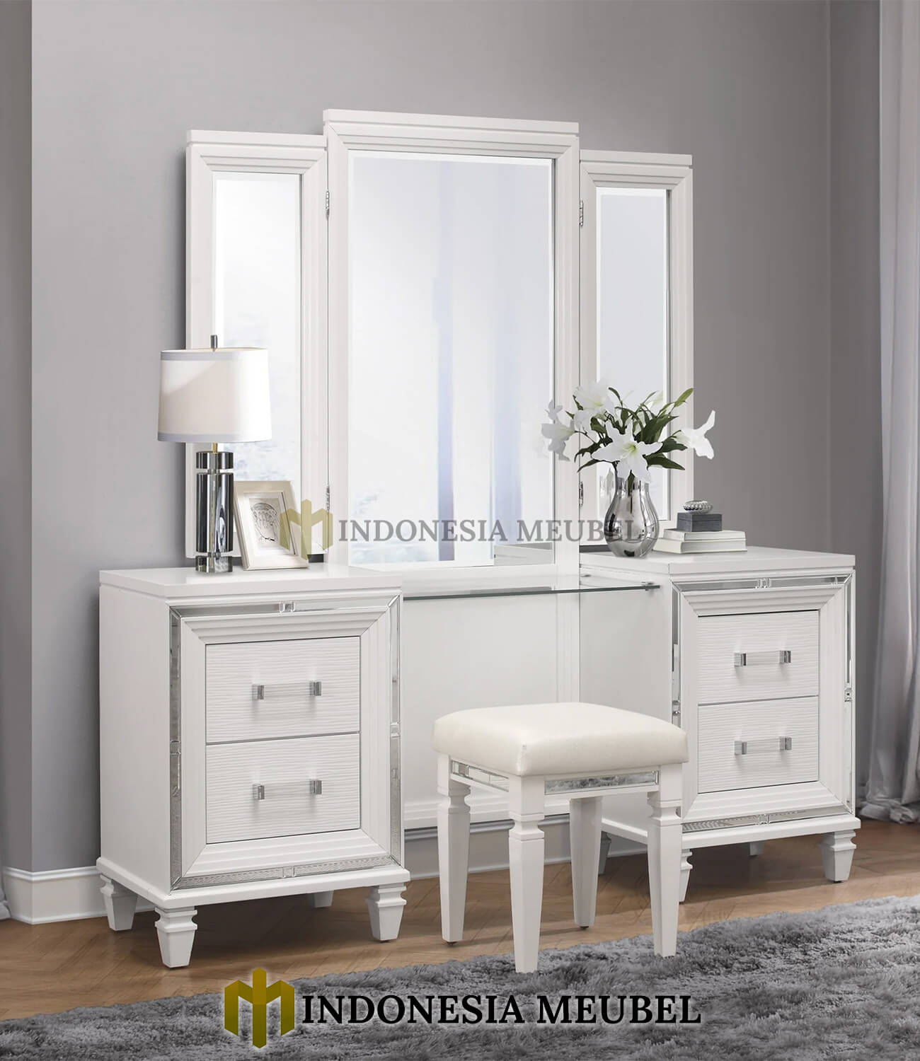 Harga Meja Rias Minimalis Jepara Putih Duco Modern Type IM-707 1 Harga Meja Rias Minimalis Jepara Putih Duco Modern Type IM-707