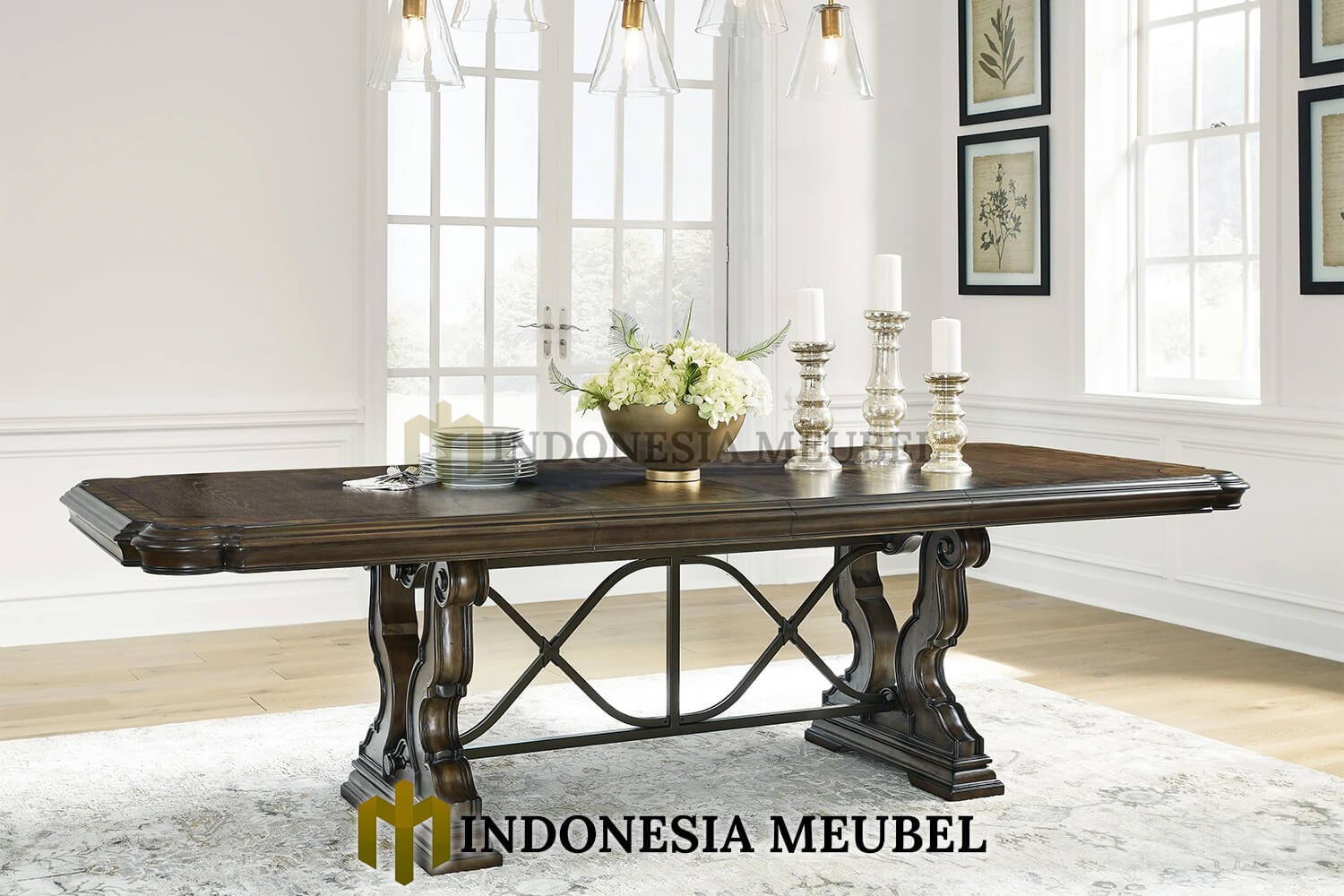 Meja Makan Mewah Minimalis Natural Kayu Jati Vienna IM-662 2 Meja Makan Mewah Minimalis Natural Kayu Jati Vienna IM-662.1