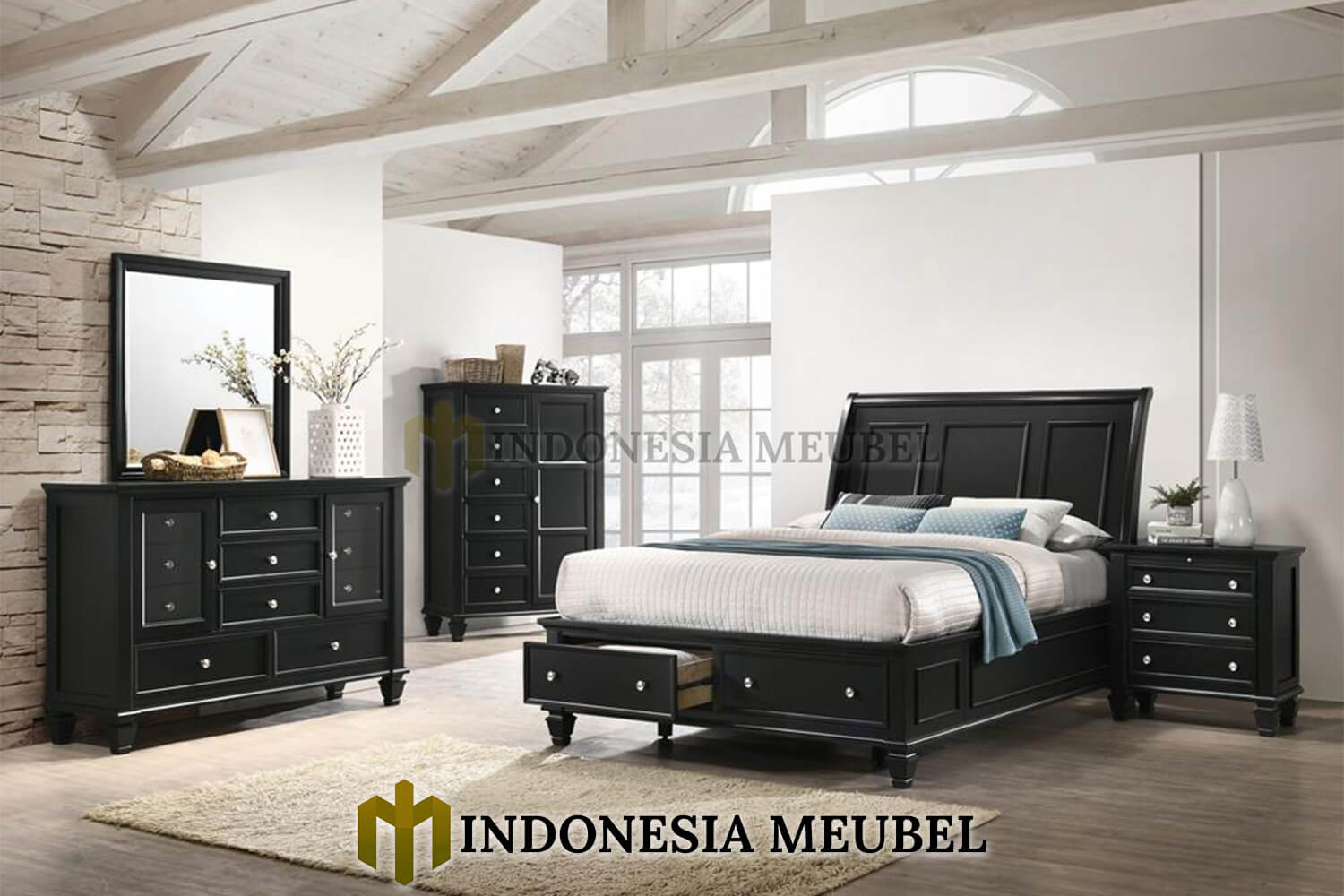 Tempat Tidur Minimalis Model Laci Solid Black Duco New Sale IM-685