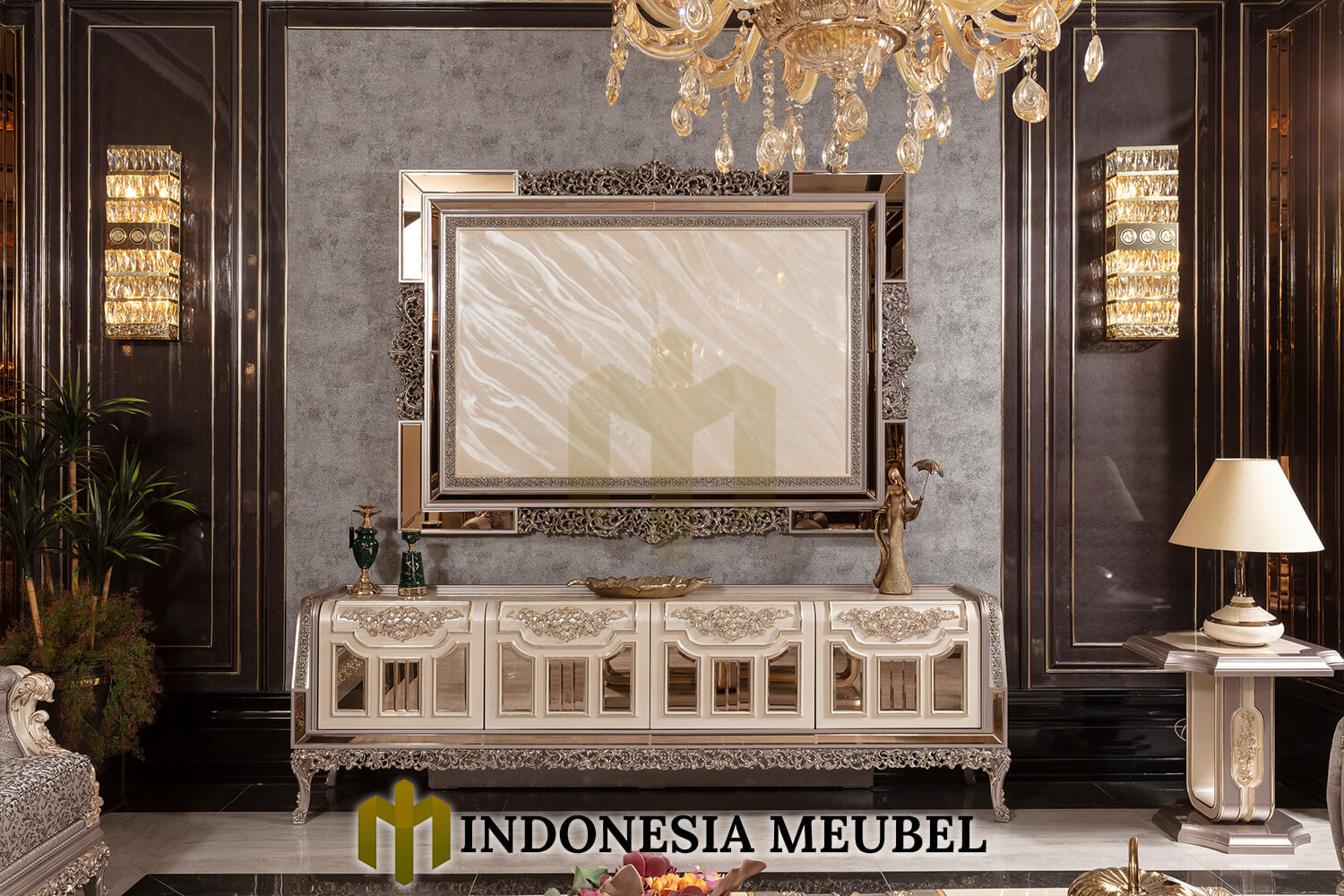 Harga Bufet TV Mewah Jepara Ukiran Klasik Ramadan Sale IM-803