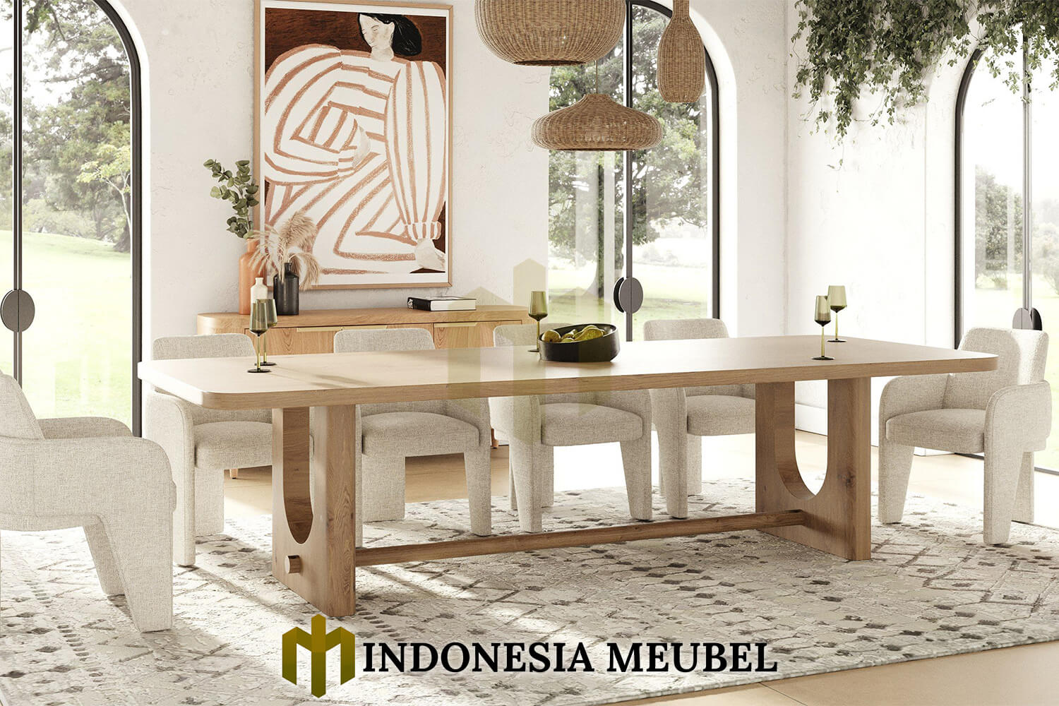 Meja Makan Minimalis Jati Solid Waterbase Color Rustic Design IM-810 Meja Makan Minimalis Jati Solid Waterbase Color Rustic Design IM-810