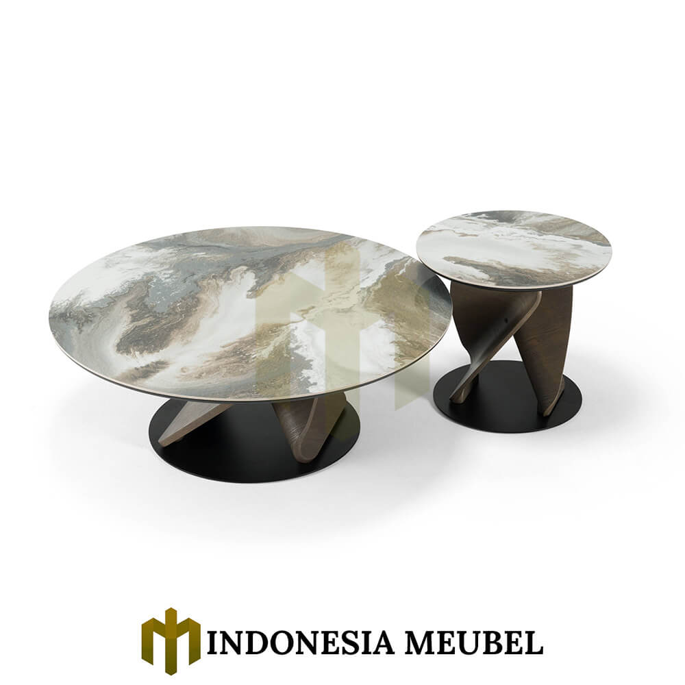 Model Meja Tamu Minimalis Kekinian Top Marble Motif Design IM-783
