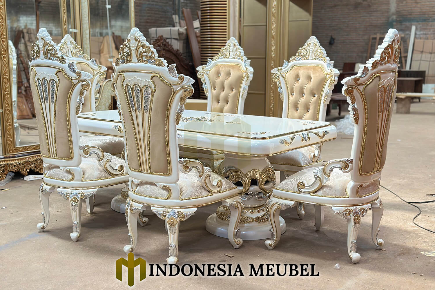 Meja Makan Mewah Terbaru Ukiran Jepara Luxury Classic Palace IM-870