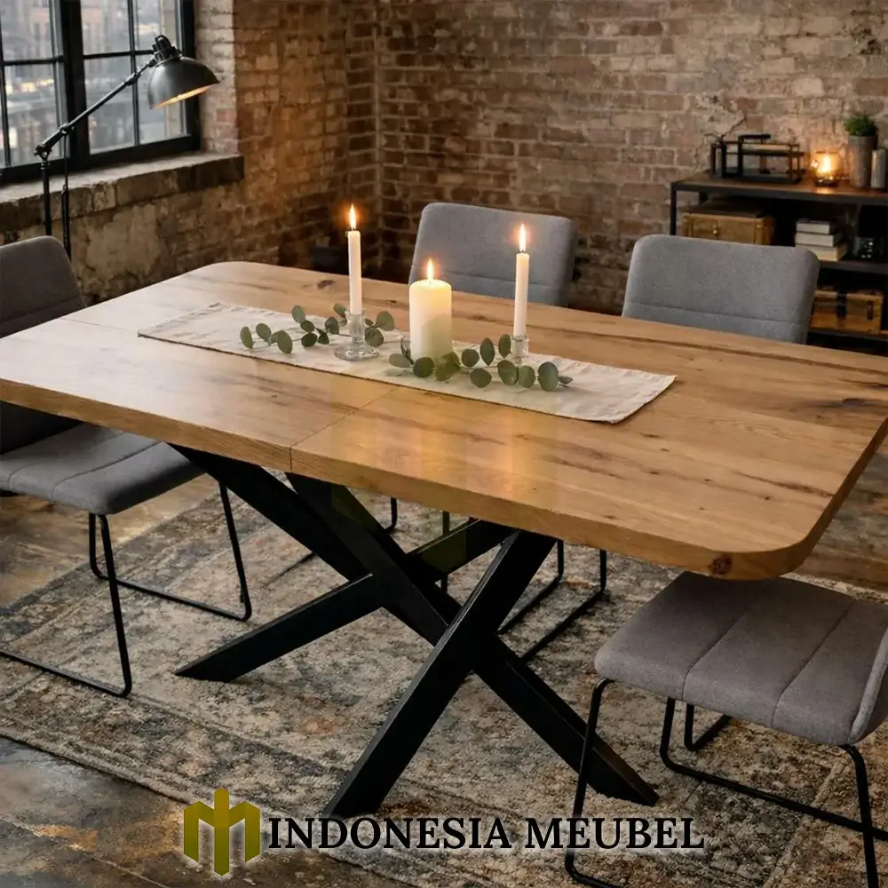 Harga Meja Makan Jepara Minimalis Industrial Style IM-952 1 Harga Meja Makan Jepara Minimalis Industrial Style IM-952