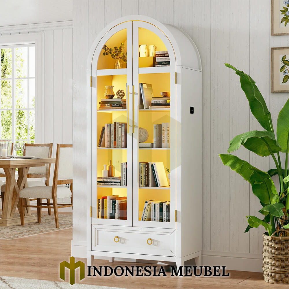 Lemari Hias Kaca Minimalis Putih Solid Duco Exclusive IM-985 1 Lemari Hias Kaca Minimalis Putih Solid Duco Exclusive IM-985