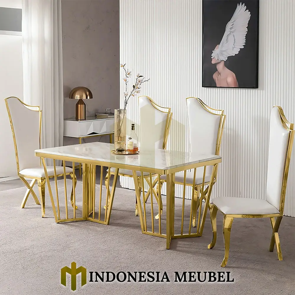 Meja Makan Stainless Steel Minimalis Modern Gold Candy IM-953 2 Meja Makan Stainless Steel Minimalis Modern Gold Candy IM-953.1