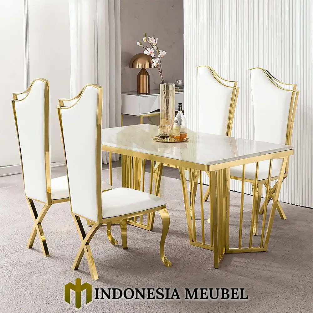 Meja Makan Stainless Steel Minimalis Modern Gold Candy IM-953 1 Meja Makan Stainless Steel Minimalis Modern Gold Candy IM-953