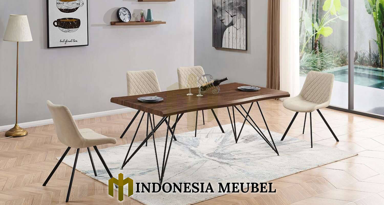 Model Meja Makan Industrialis Kayu Solid Desain Cantik IM-983 1 Model Meja Makan Industrialis Kayu Solid Desain Cantik IM-983