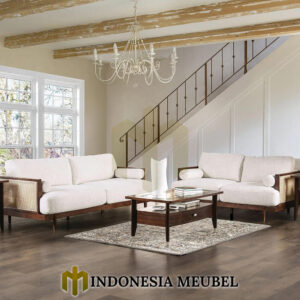 Home 2 Set Sofa Tamu Jati Minimalis Klasik Natural Walnut Color IM-979