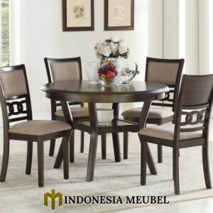 Meja Makan Bundar Minimalis Kayu Jati Ramadhan Sale IM-1009
