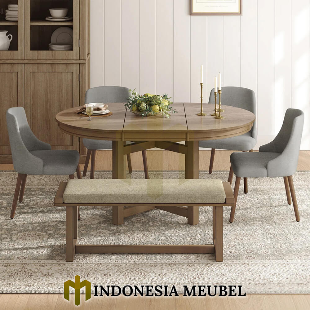Meja Makan Minimalis Bundar Rustic Style IM-1010 3 Meja Makan Minimalis Bundar Rustic Style IM-1010.2