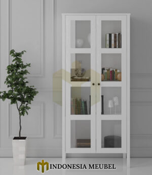 Lemari Pajangan Kaca Minimalis Putih Simple Elegant Design IM-1044