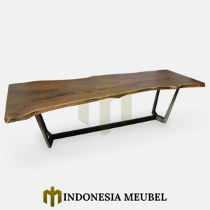 Meja Kayu Suar Utuh Sisi Alami Natural Walnut IM-1054
