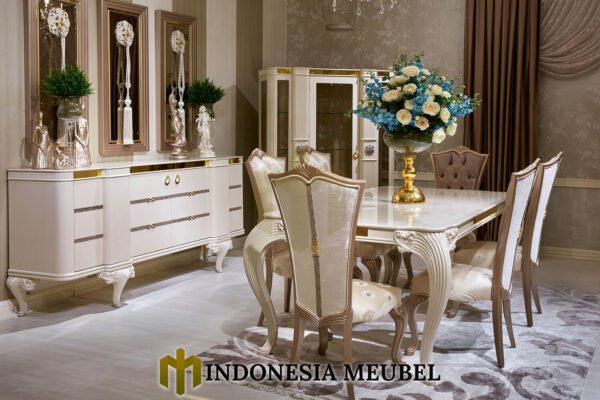 Meja Makan 6 Kursi Mewah Luxury Carving Style IM-1107