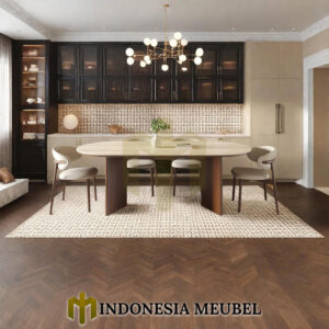 Meja Makan Jati Modern Minimalis Top Marmer Cantik IM-1131