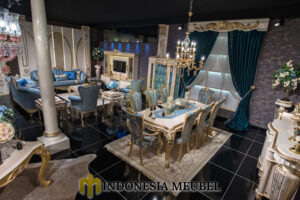 Meja Makan Mewah 6 Kursi Elegant Golden Leaf Color IM-1108