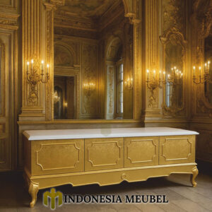 Meja TV Mewah Emas Gliter Luxury Color Top Marble IM-1097