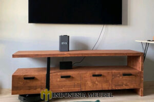 Meja TV Minimalis Industrial Jati Natural Satin Color IM-1109