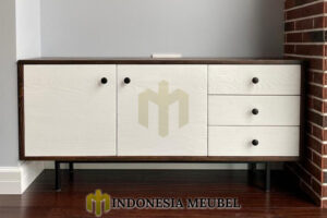 Meja TV Scandinavian Design Minimalis Kayu Jati Perhutani IM-1111