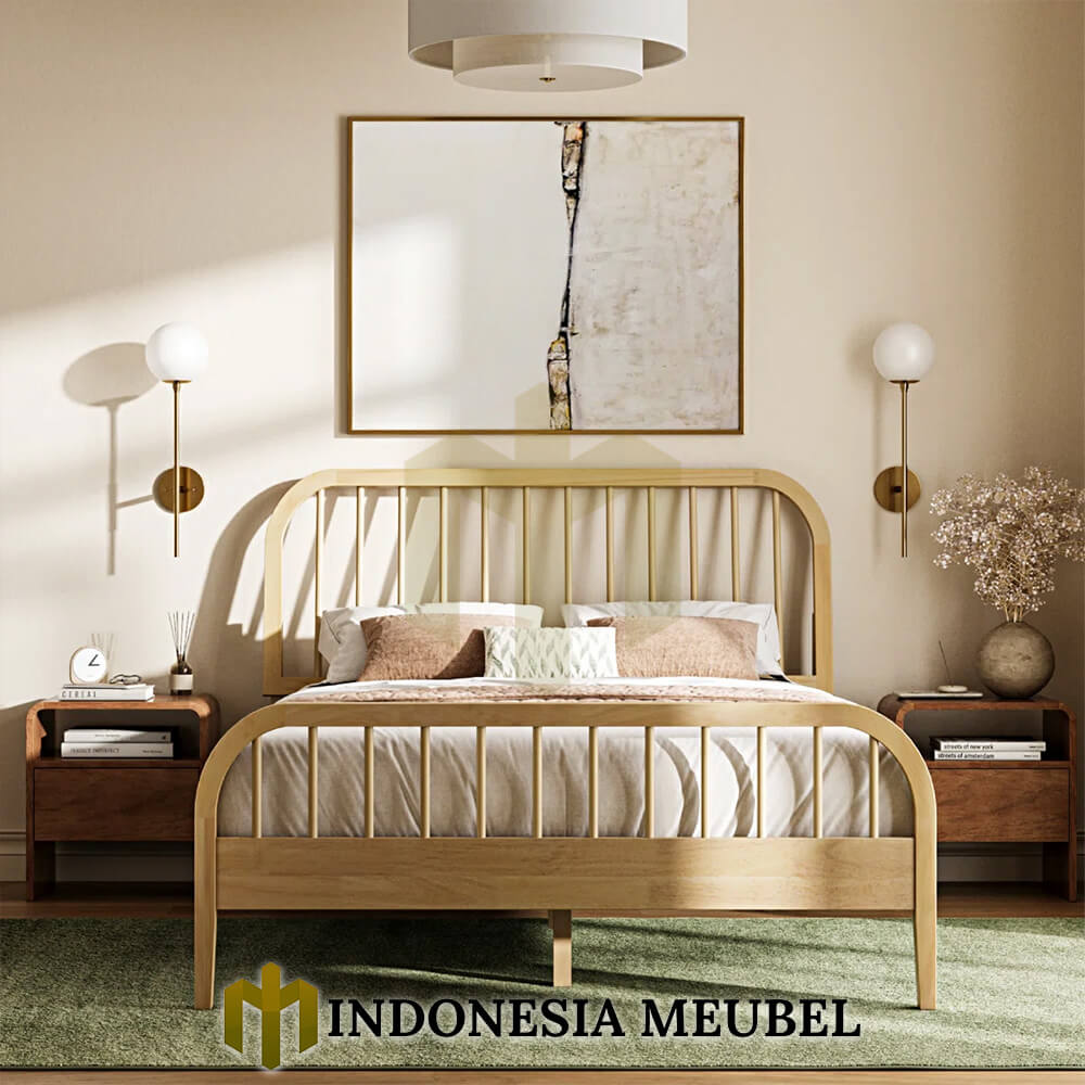 Tempat Tidur Minimalis Jati Vintage Design Natural Color IM-1126.1