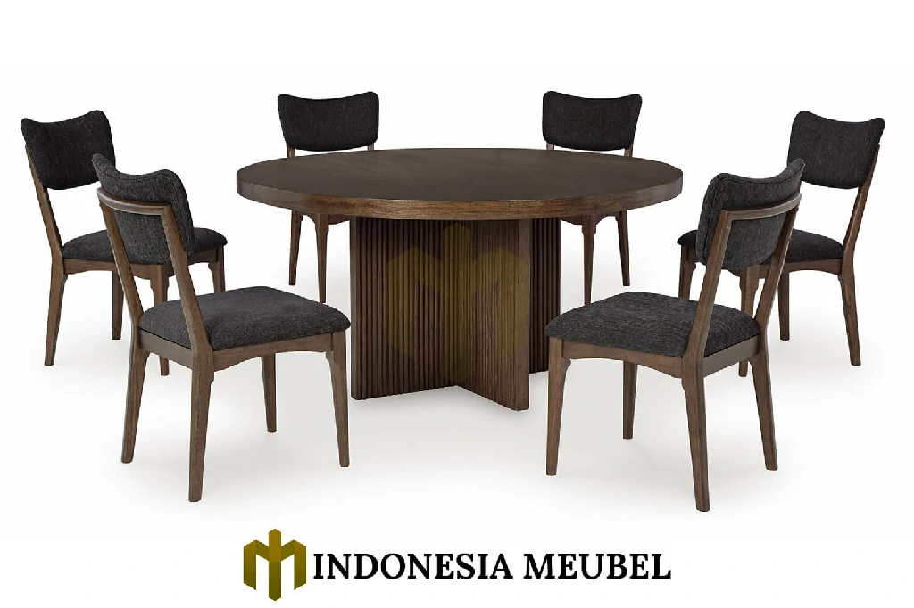Meja Makan Bundar Minimalis Kayu Jati Solid Premium IM-1164 2 Meja Makan Bundar Minimalis Kayu Jati Solid Premium IM-1164.1