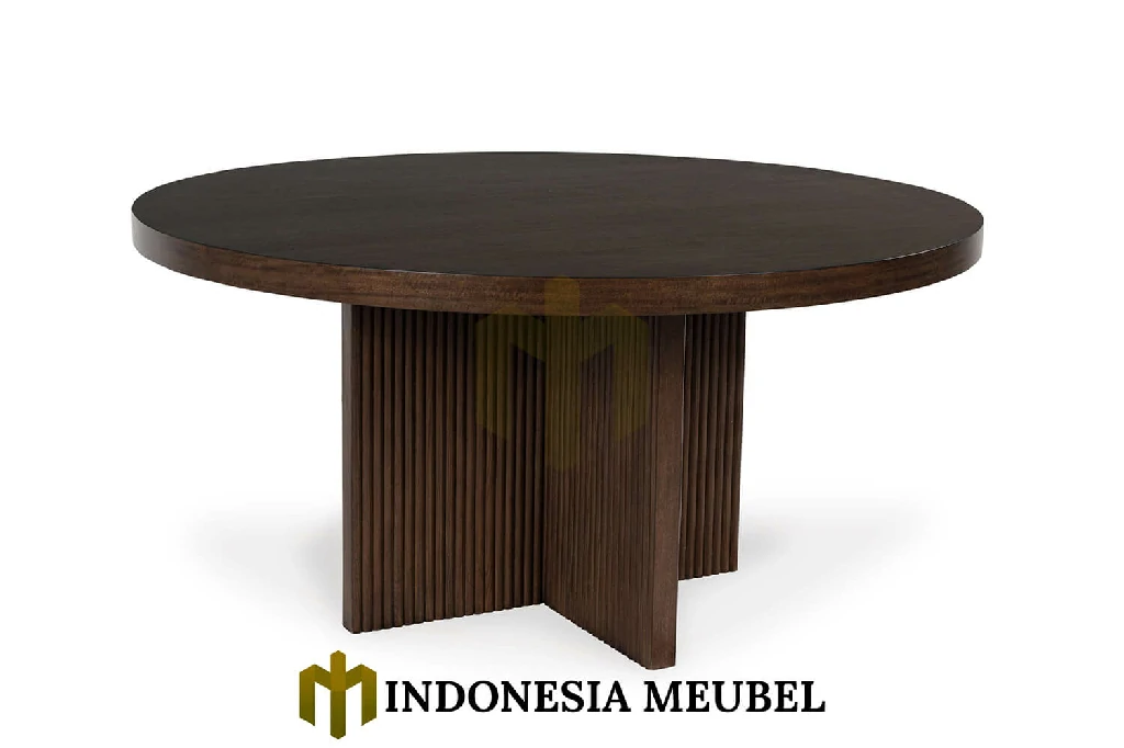 Meja Makan Bundar Minimalis Kayu Jati Solid Premium IM-1164 3 Meja Makan Bundar Minimalis Kayu Jati Solid Premium IM-1164.2