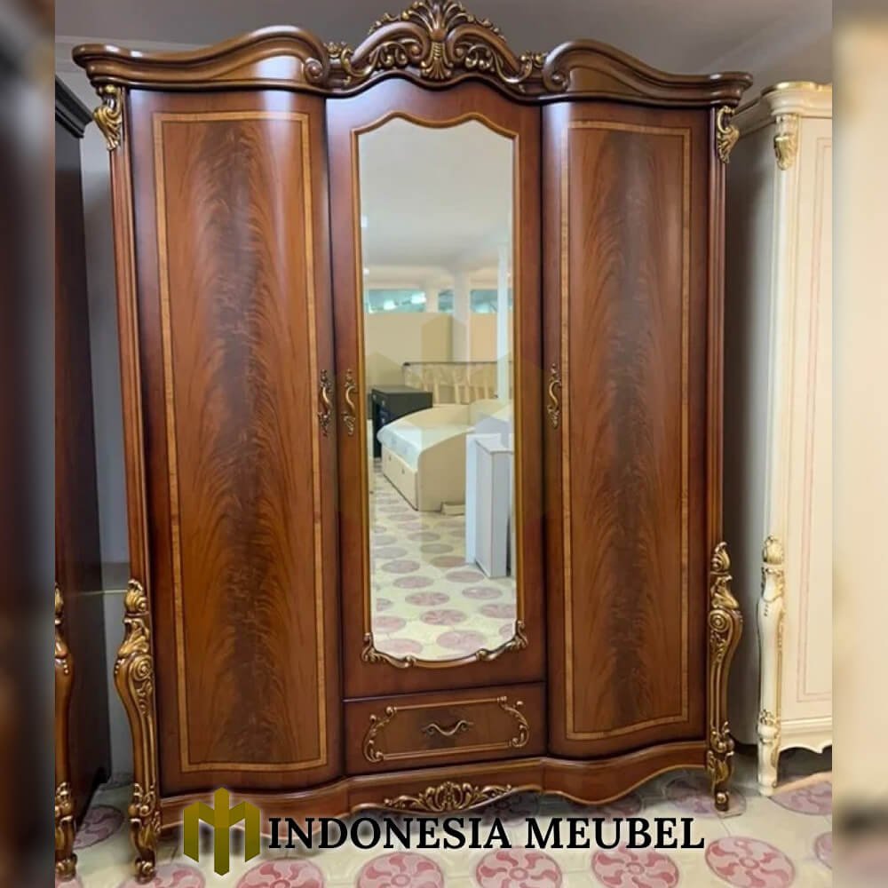Lemari Baju Mewah 3 Pintu Kayu Jati Crown Carving Anggun IM-1212 1 Lemari Baju Mewah 3 Pintu Kayu Jati Crown Carving Anggun IM-1212