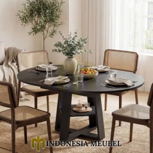 Meja Makan Bundar Minimalis Rustic Elegance 4 Kursi IM 1220