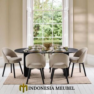Meja Makan Minimalis Bentuk Oval Premium Desain IM 1189