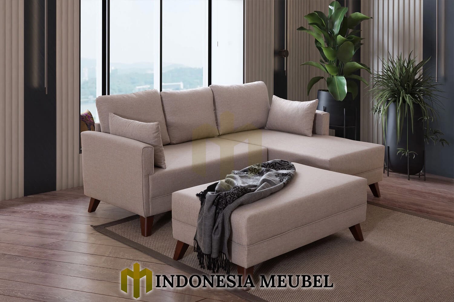 Set Sofa Sudut Minimalis Rangka Kayu Jati Solid IM-1221 2 Set Sofa Sudut Minimalis Rangka Kayu Jati Solid IM-1221.1