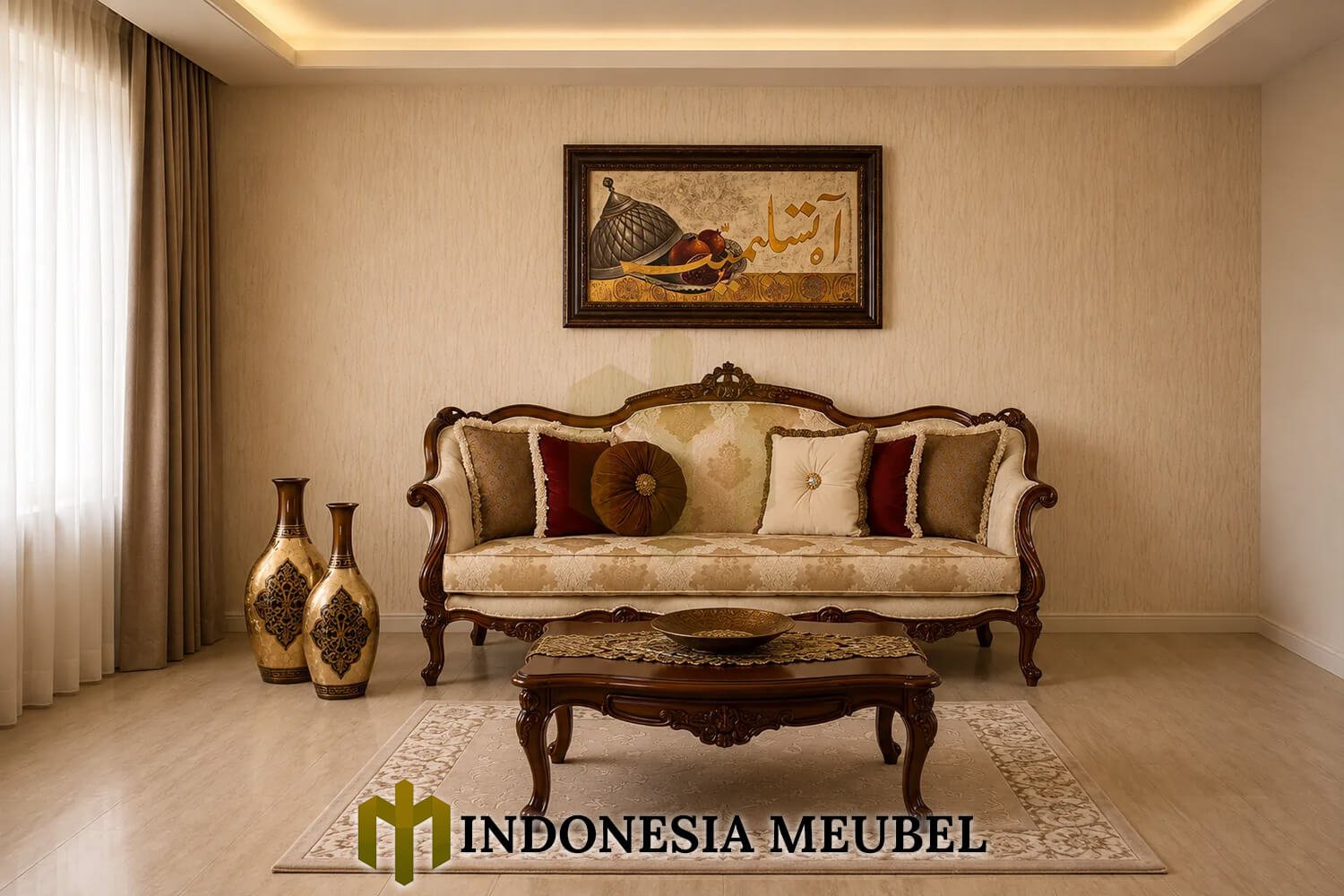 Sofa Tamu Mewah Kayu Jati Classic Natural Elegant Carving IM-1214 2 Sofa Tamu Mewah Kayu Jati Classic Natural Elegant Carving IM-1214.1