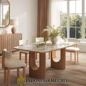 Harga Meja Makan Minimalis Jepara Top Marble Premium Style IM 1235