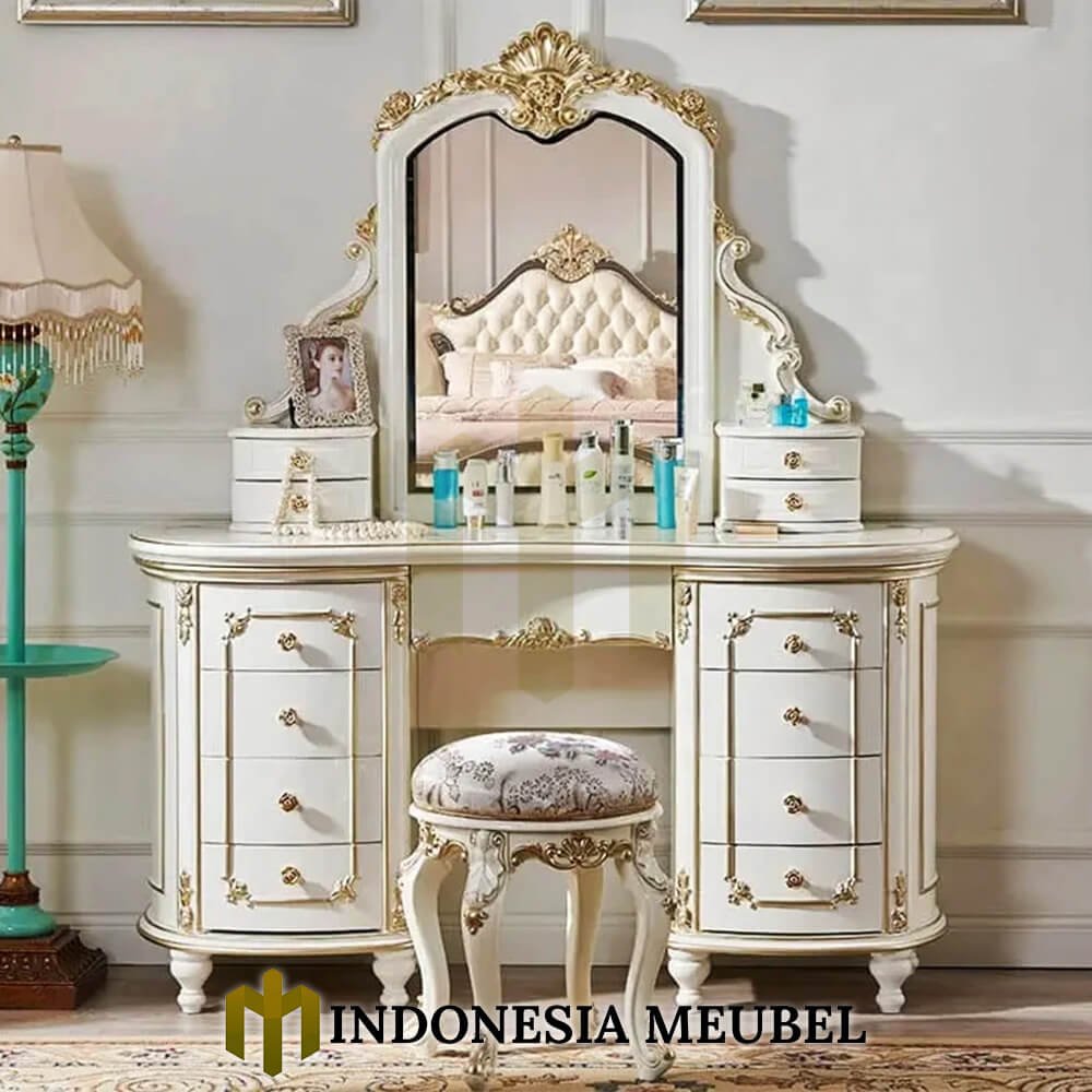 Harga Meja Rias Mewah Jepara Putih Duco Classic Carving Palace IM-1236 1 Harga Meja Rias Mewah Jepara Putih Duco Classic Carving Palace IM-1236