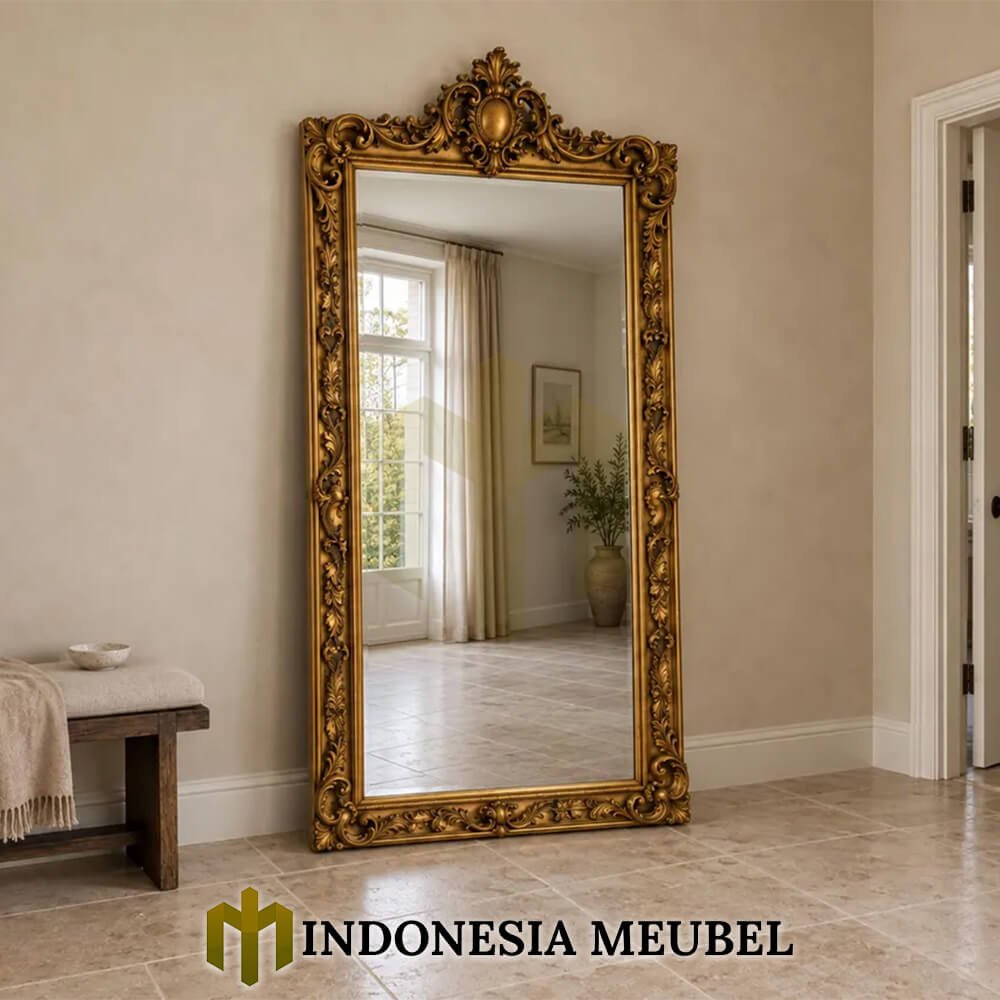 Stand Mirror Mewah Jepara Ukiran Klasik Palace Style IM-1245 1 Stand Mirror Mewah Jepara Ukiran Klasik Palace Style IM-1245