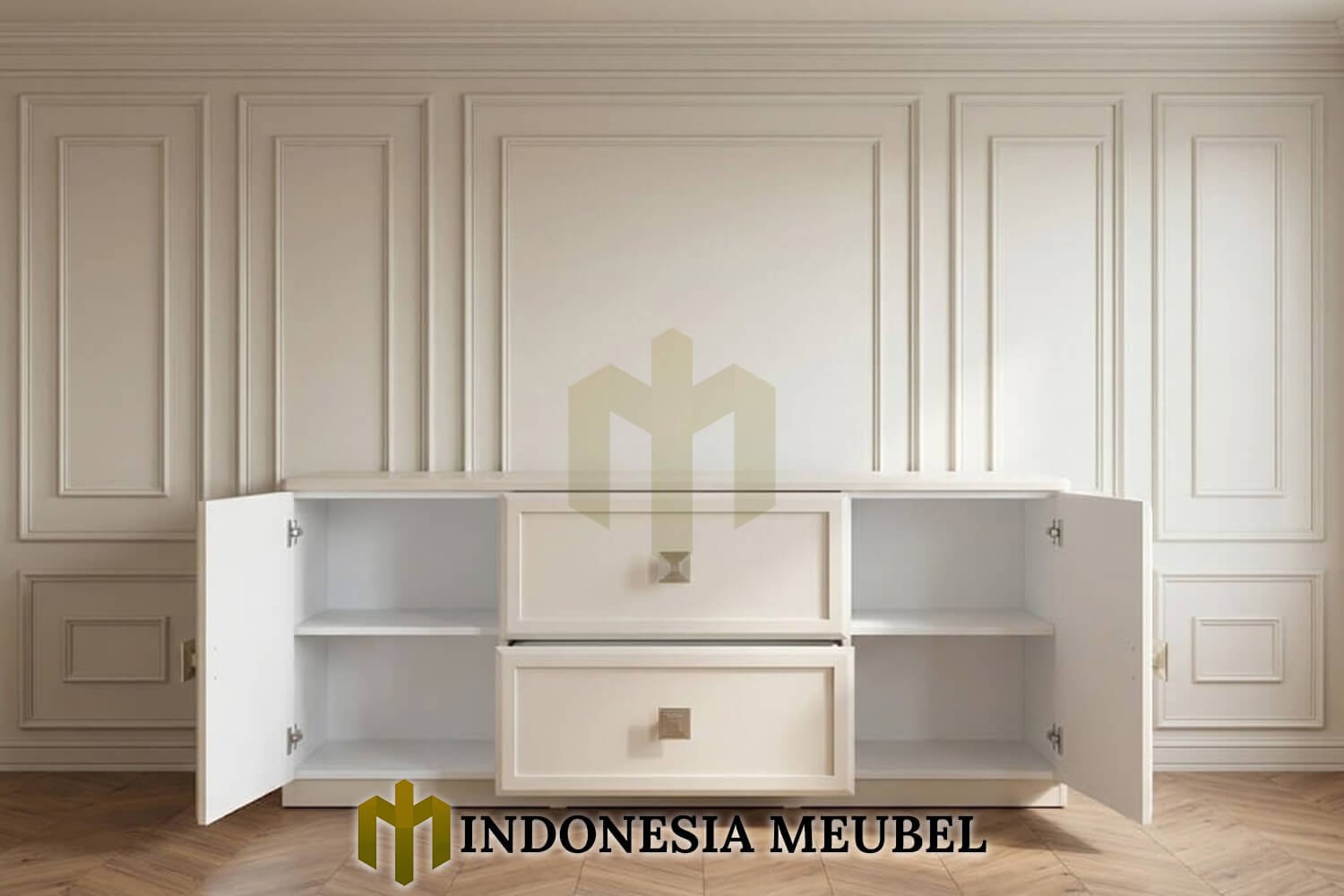 Bufet TV Minimalis Mewah White Ivory Elegant Duco Color IM-1312 2 Bufet TV Minimalis Mewah White Ivory Elegant Duco Color IM-1312.1