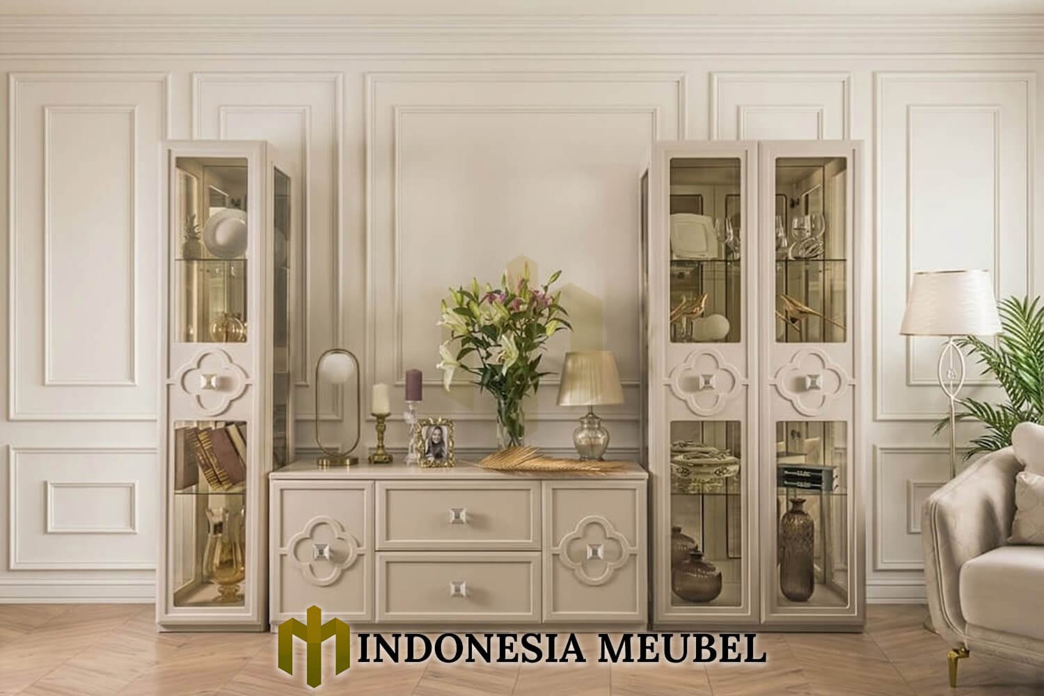 Bufet TV Minimalis Mewah White Ivory Elegant Duco Color IM-1312 1 Bufet TV Minimalis Mewah White Ivory Elegant Duco Color IM-1312