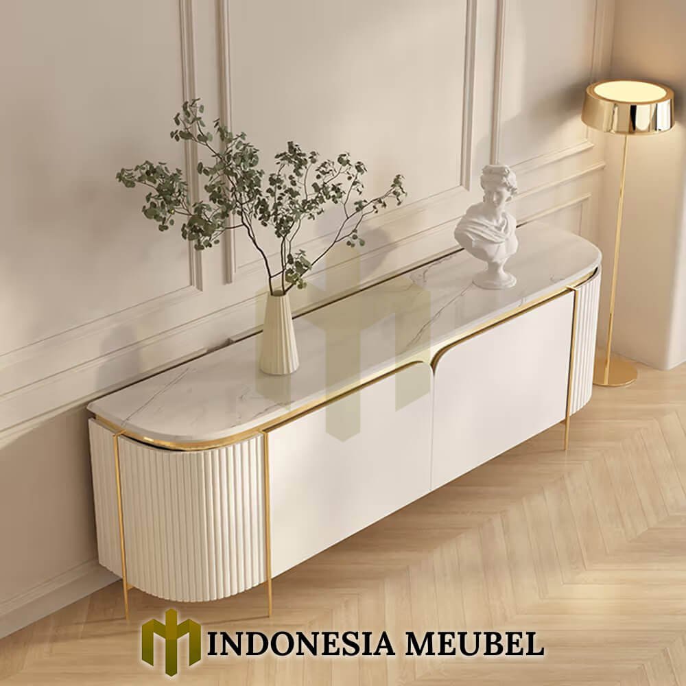 Bufet TV Minimalis Mewah White Lily Stainless Combination IM-1258 2 Bufet TV Minimalis Mewah White Lily Stainless Combination IM-1258.1